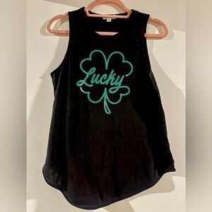 Lucky black at Patrick’s day tank top ☘️ shamrock